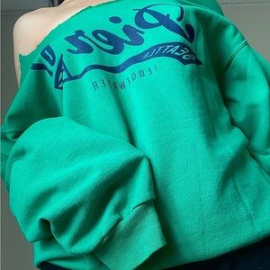 Relaxed Green Sweater with loose neckline
